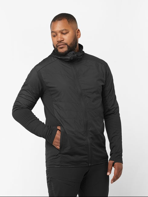 OUTLINE ALL SEASON HYBRID Men's Midlayer Jacket with hood DEEP BLACK