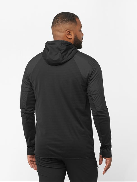 OUTLINE ALL SEASON HYBRID Men's Midlayer Jacket with hood DEEP BLACK