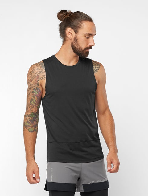 CROSS RUN Men's Tank DEEP BLACK