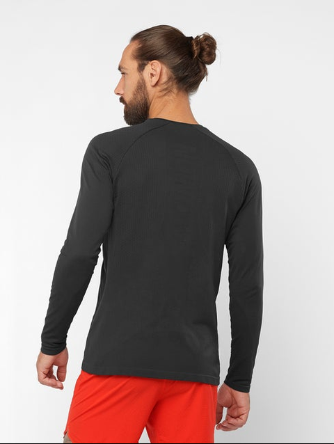 SENSE AERO SEAMLESS Men's Long Sleeve T-Shirt DEEP BLACK