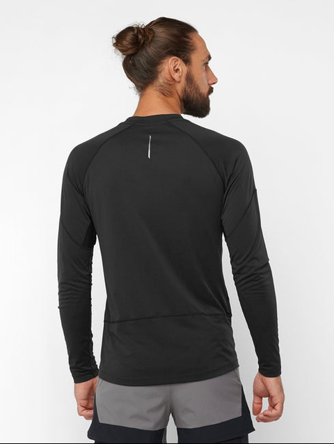 CROSS RUN Men's Long Sleeve T-Shirt DEEP BLACK