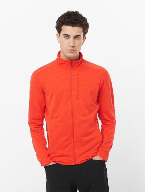 ESSENTIAL LIGHTWARM Men's Full Zip Midlayer Jacket CHERRY TOMATO