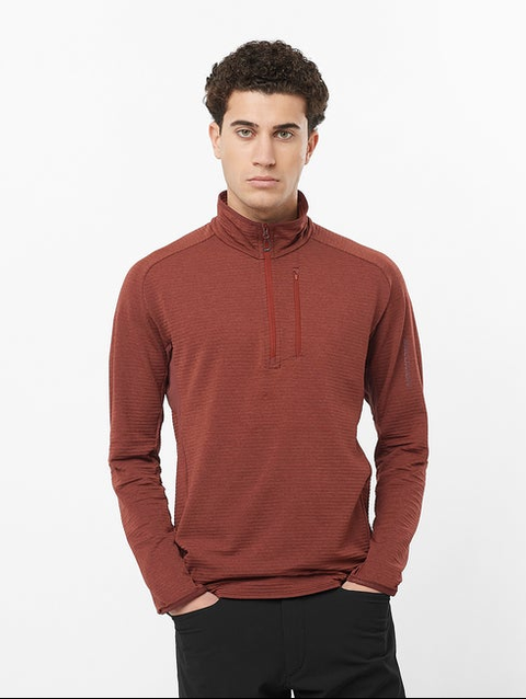 ESSENTIAL LIGHTWARM Men's Half Zip Midlayer RUM RAISIN