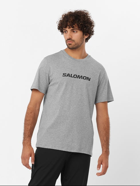 SALOMON LOGO PERFORMANCE Men's Short Sleeve T-Shirt Heather Grey