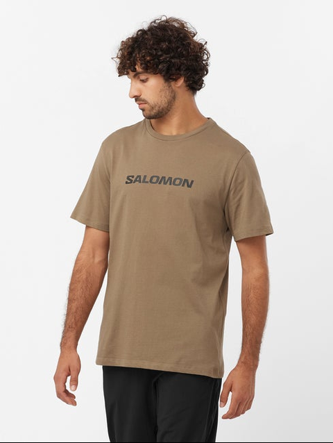 SALOMON LOGO PERFORMANCE Men's Short Sleeve T-Shirt SHITAKE