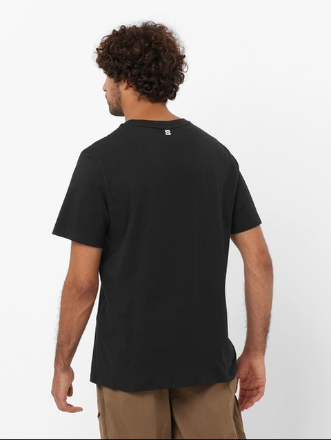 SALOMON LOGO PERFORMANCE Men's Short Sleeve T-Shirt DEEP BLACK