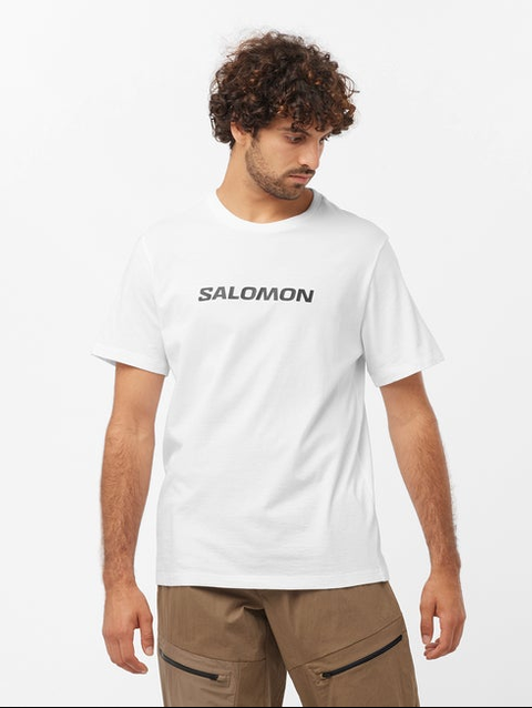 SALOMON LOGO PERFORMANCE Men's Short Sleeve T-Shirt WHITE