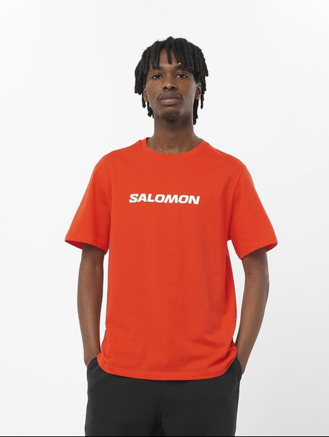 SALOMON LOGO PERFORMANCE Men's Short Sleeve T-Shirt CHERRY TOMATO