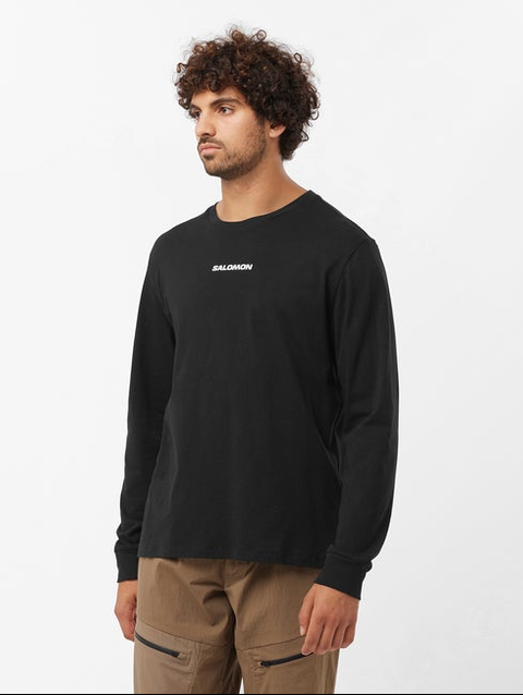 SALOMON LOGO PERFORMANCE Men's Long Sleeve T-Shirt DEEP BLACK