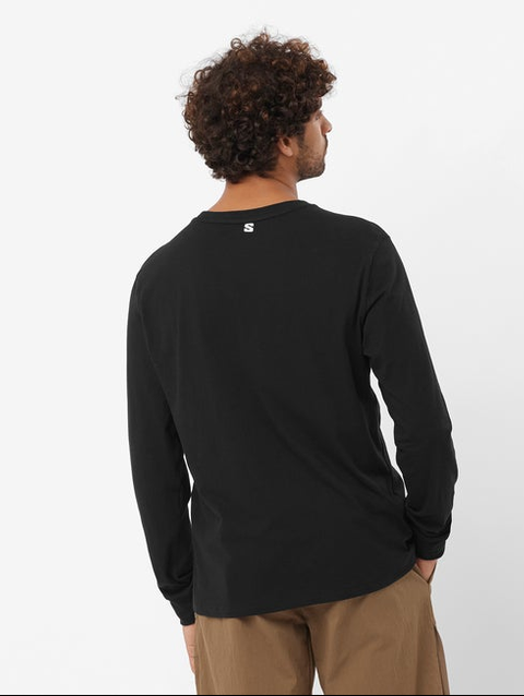 SALOMON LOGO PERFORMANCE Men's Long Sleeve T-Shirt DEEP BLACK