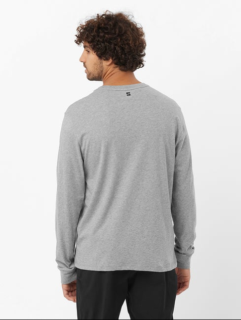 SALOMON LOGO PERFORMANCE Men's Long Sleeve T-Shirt Heather Grey