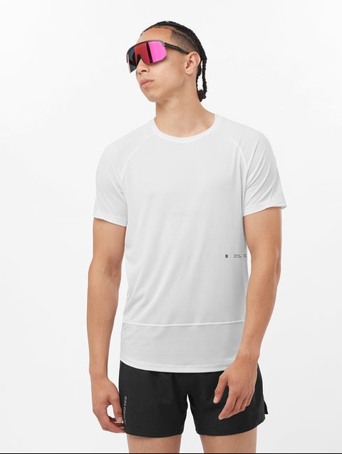 CROSS RUN GRAPHIC Men's Short Sleeve T-Shirt WHITE