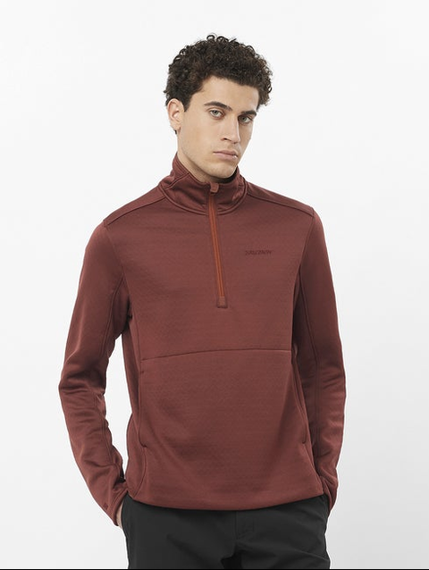 OUTLINE WARM Men's Half Zip Midlayer RUM RAISIN