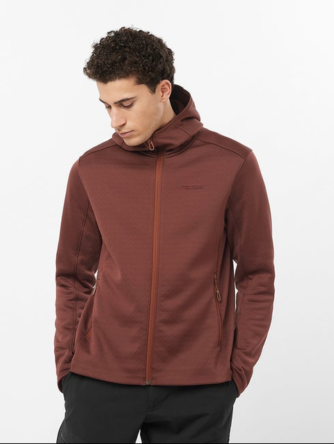 OUTLINE WARM Men's Midlayer Jacket with hood RUM RAISIN