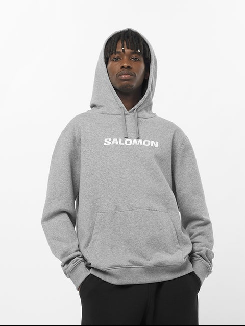 SALOMON LOGO PERFORMANCE Men's Hooded Sweatshirt Heather Grey