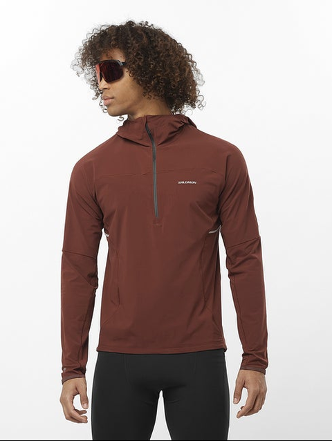 SENSE AERO HYBRID Men's Midlayer Jacket with hood RUM RAISIN