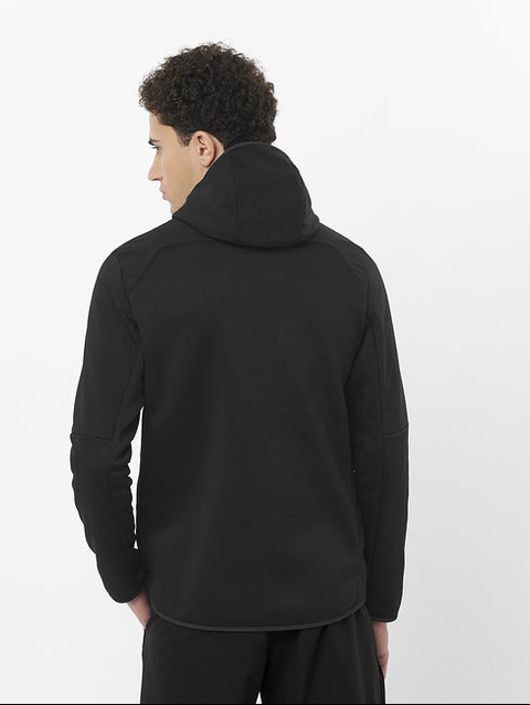 OUTLINE WARM HYBRID Men's Midlayer Jacket with hood DEEP BLACK