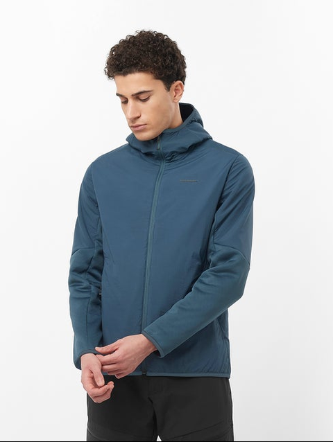 OUTLINE WARM HYBRID Men's Midlayer Jacket with hood Midnight Navy