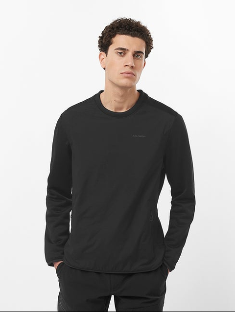 OUTLINE WARM HYBRID Men's Crewneck Pullover DEEP BLACK