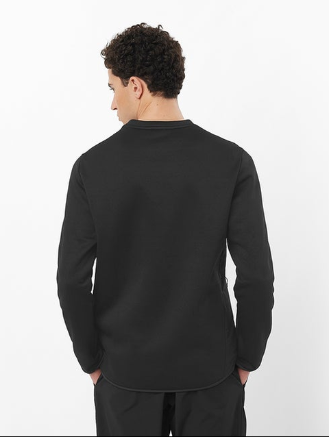 OUTLINE WARM HYBRID Men's Crewneck Pullover DEEP BLACK