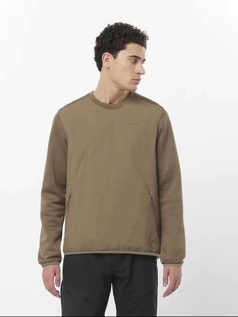 OUTLINE WARM HYBRID Men's Crewneck Pullover SHITAKE