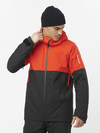 TRANSFER PUFF Men's Insulated Hooded Jacket CHERRY TOMATO / DEEP BLACK