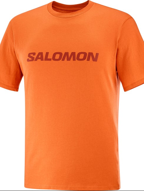 SALOMON LOGO PERFORMANCE Men's Short Sleeve T-Shirt BURNT OCHRE