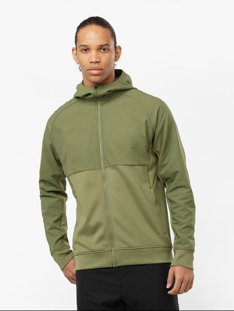 RUNLIFE Men's Midlayer Jacket with hood DEEP LICHEN GREEN