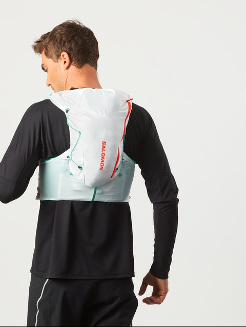 ADV SKIN 12 Unisex Running Vest with flasks included WHITE / Electric Green