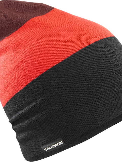 FLATSPIN REVERSIBLE Unisex Beanie DEEP BLACK / CHERRY TOMATO / RUM RAISIN