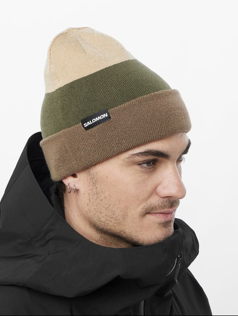 FLATSPIN REVERSIBLE Unisex Beanie SHITAKE / Grape Leaf / WHITE PEPPER