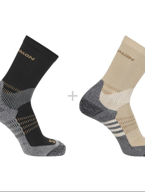 X ULTRA ACCESS CREW 2-PACK Unisex Socks BLEACHED SAND / BLACK