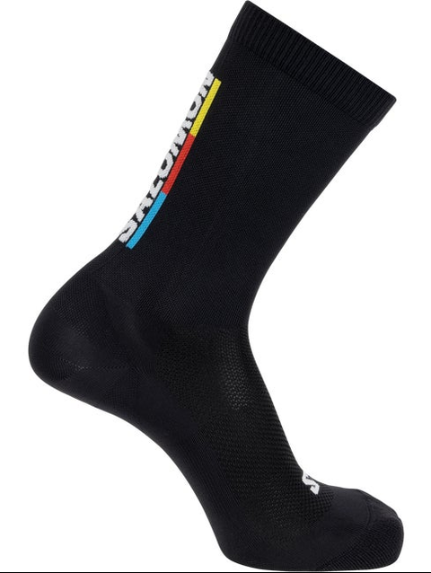 PULSE RACE FLAG CREW Unisex Socks BLACK / Bright Red / LEMON