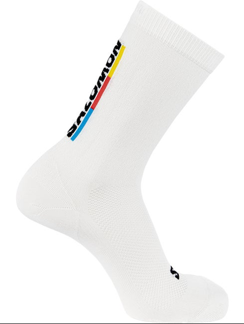 PULSE RACE FLAG CREW Unisex Socks WHITE / Bright Red / LEMON