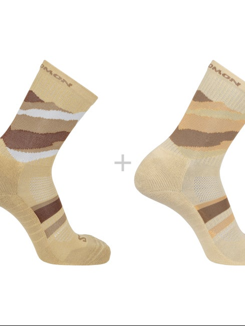 OUT ALPS CREW 2-PACK Unisex Socks Curry / SHORTBREAD