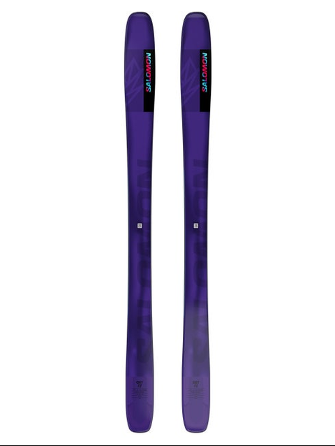 QST 98 Unisex Freeride Skis Tillandsia Purple / Pastel Neon Blue 3 / Poppy Red