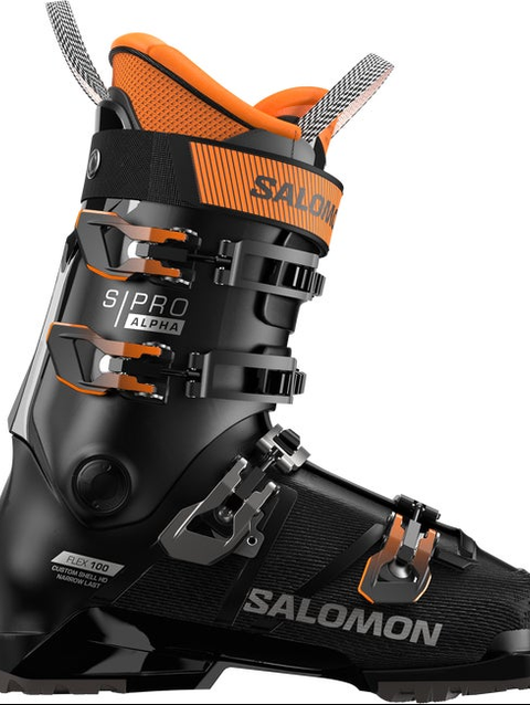 S/PRO ALPHA 100 Men's On-Piste Boots Black / Dark Grey Met. / Orange Tiger