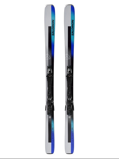 STANCE 80 (and M11) Unisex All-Mountain Ski Package Silver Met. / Turquoise / Race Blue