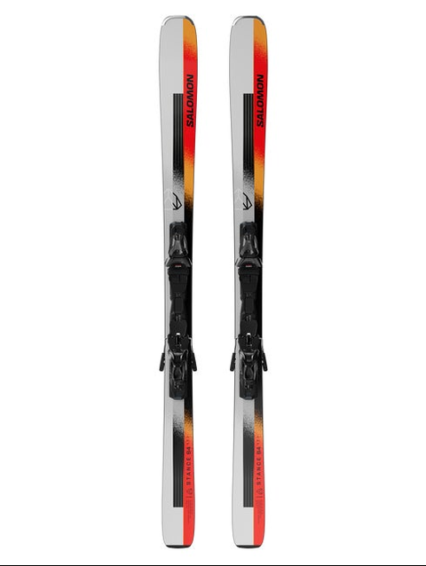 E STANCE 84 (and MI12) Unisex All-Mountain Ski Package Silver Met. / Neon Peach / Fiery Coral