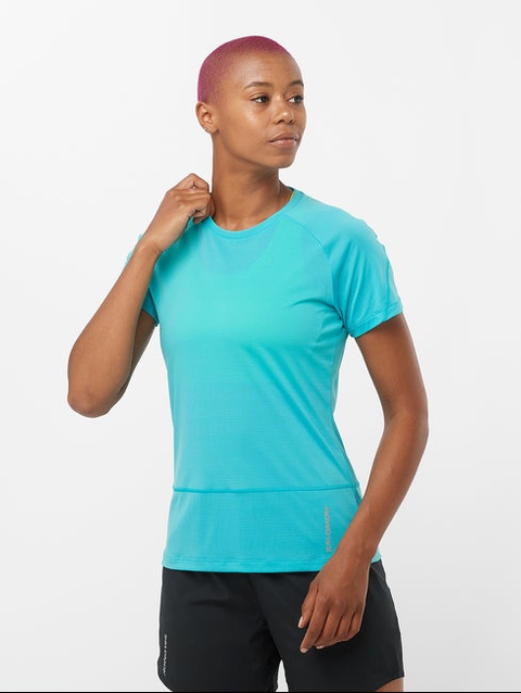 CROSS RUN Women's Short Sleeve T-Shirt Peacock blue