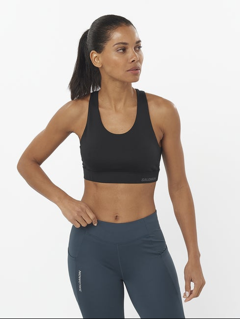 CROSS RUN Women's Sports Bra DEEP BLACK