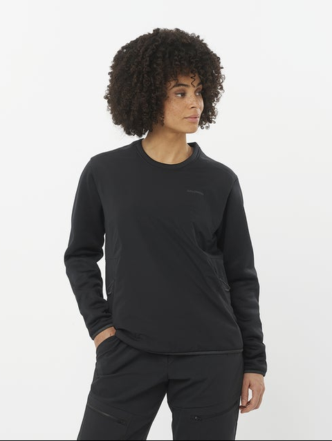 OUTLINE HYBRID WARM Women's Crewneck Pullover DEEP BLACK