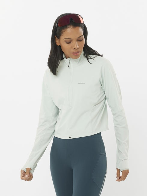 SENSE AERO HYBRID CROPPED Women’s Half Zip Midlayer MISTY BLUE