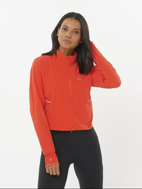 SENSE AERO HYBRID CROPPED Women’s Half Zip Midlayer CHERRY TOMATO