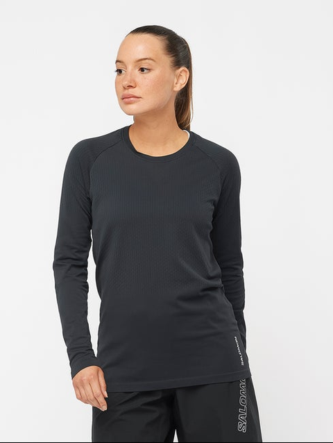 SENSE AERO SEAMLESS Women's Long Sleeve T-Shirt DEEP BLACK