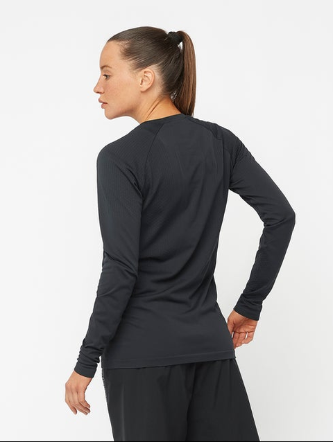 SENSE AERO SEAMLESS Women's Long Sleeve T-Shirt DEEP BLACK