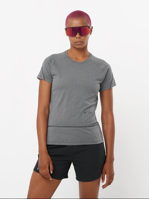 CROSS RUN GRAPHIC Women's Short Sleeve T-Shirt DEEP BLACK / Heather