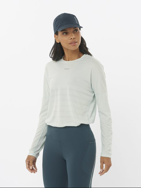 SENSE AERO GRAPHIC Women's Long Sleeve T-Shirt MISTY BLUE / WHITE