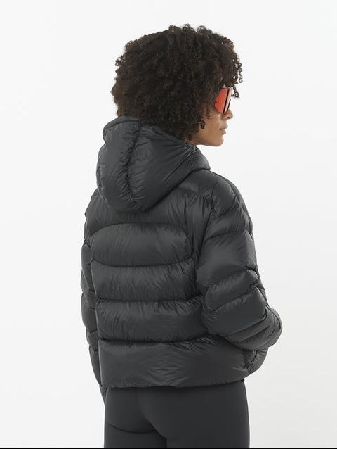 OUTLINE NOVELTY DOWN Women's Hooded Down Jacket DEEP BLACK