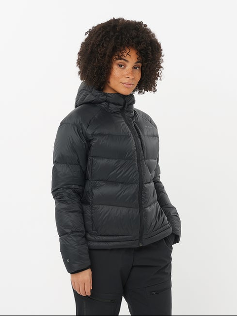 OUTLINE DOWN Women's Hooded Down Jacket DEEP BLACK